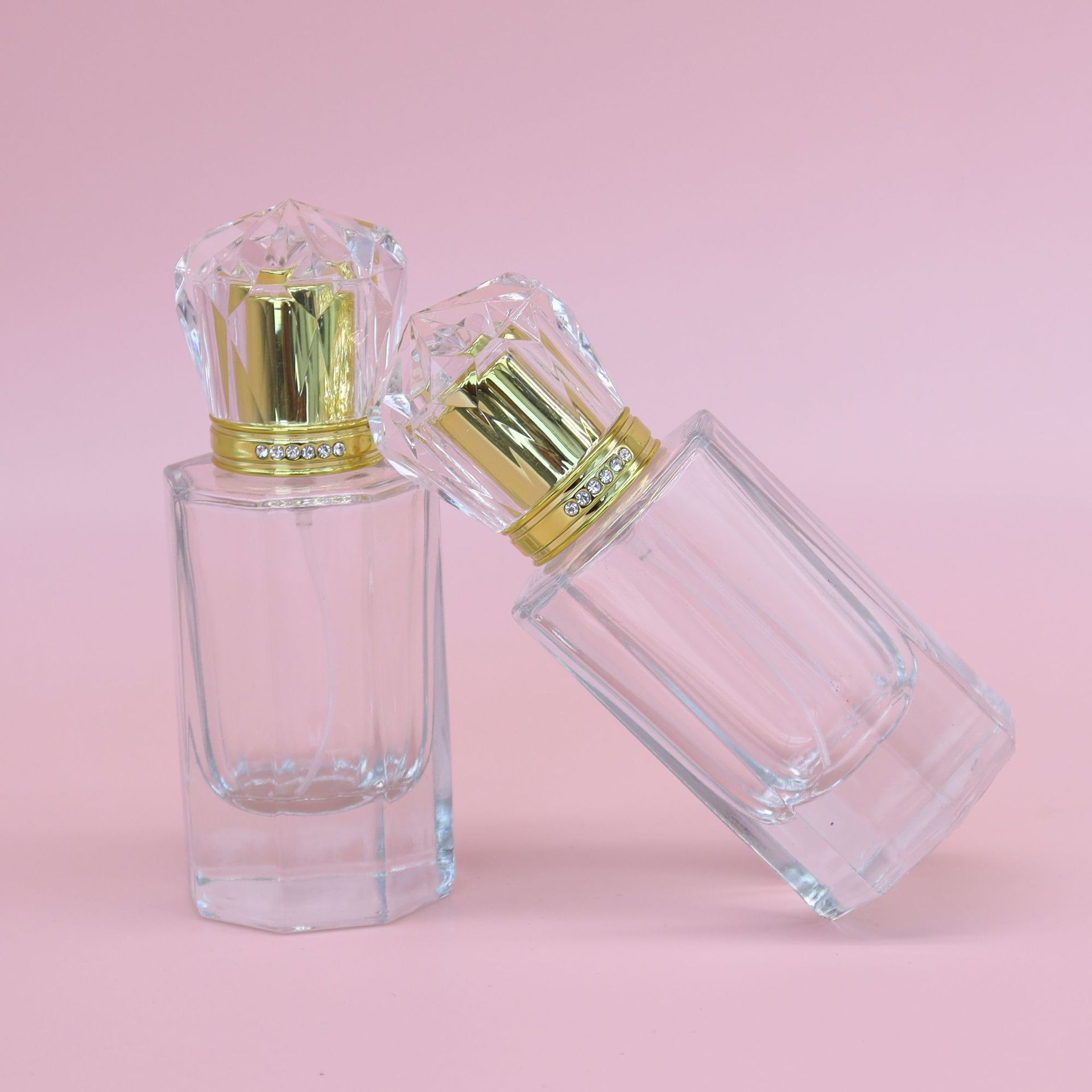 高级香水瓶50ML香水分装瓶钻石皇冠盖高档化妆品喷雾瓶玻璃瓶空瓶