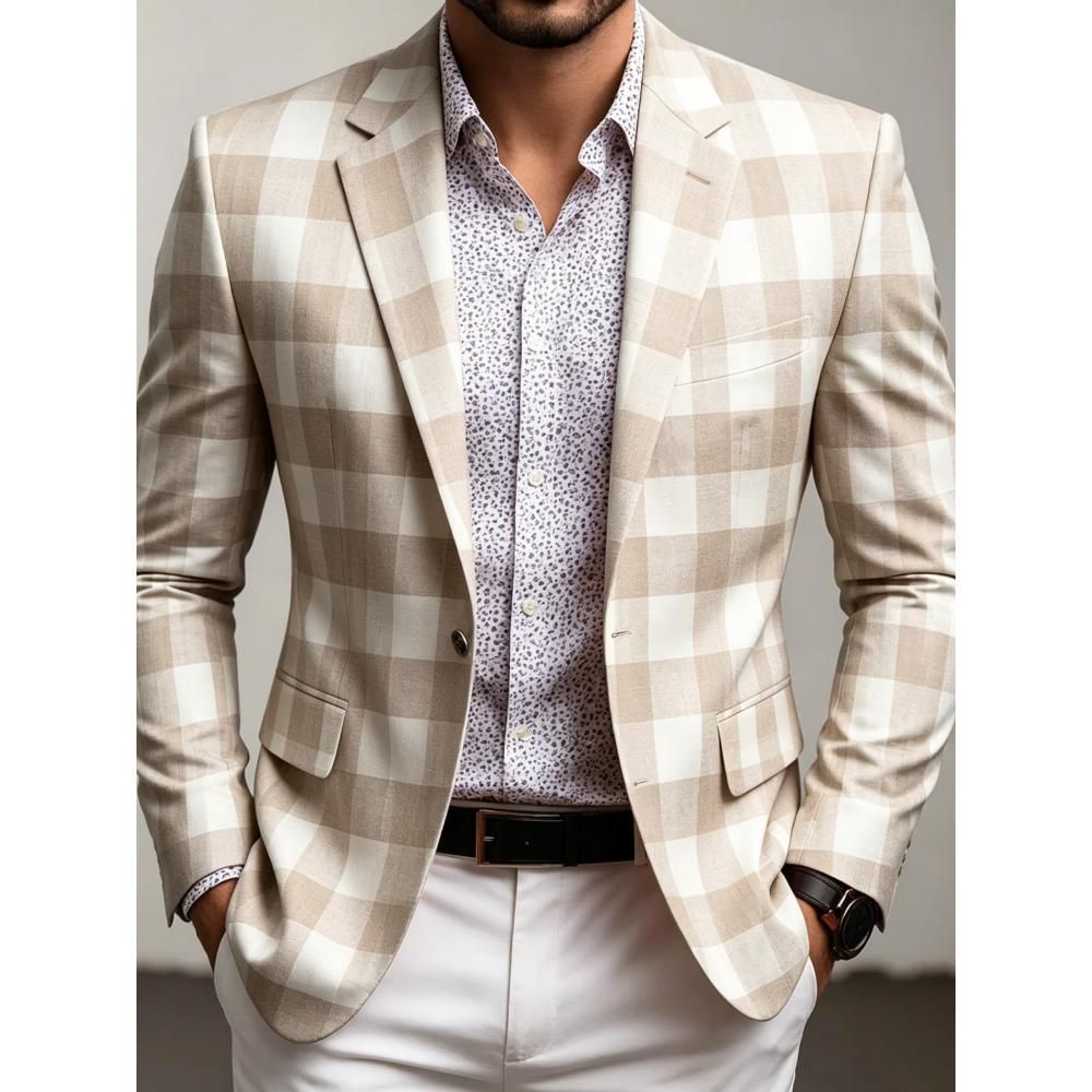 Hombres delgados trajes casuales impresión 3D clásica versátil primavera y otoño chaqueta de trajes transfronterizos Gran Bretaña spot