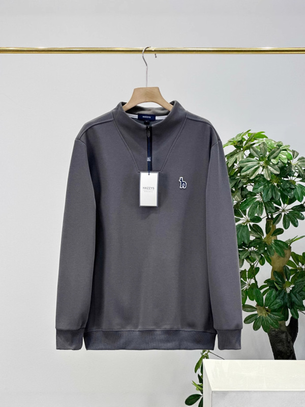 Hazzys/哈吉斯25秋季新款男士半拉链立领华棉卫衣一件代发|undefined