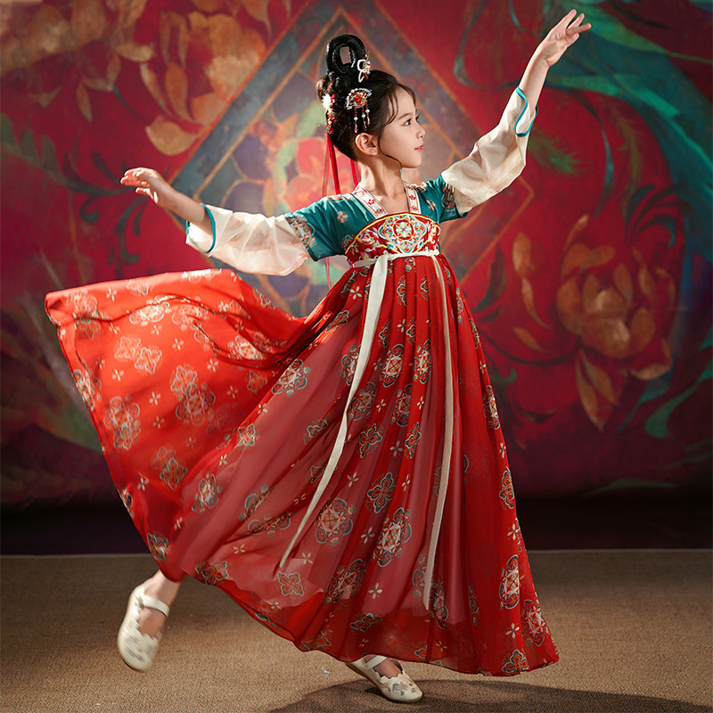 Hanfu Girl's Autumn Dress Chinese Style Thin Skirt Ancient Dress dress Super Fairy Autumn Children's Tang Suit Hanfu Girl's Autumn Dress Chinese Style Thin Skirt Ancient Dress dress Super Fairy Autumn Children's Tang Suit