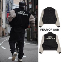 Fear of god 第六季FOG 6TH 黑灰色拼接袖棒球棉服夹克外套情侣潮