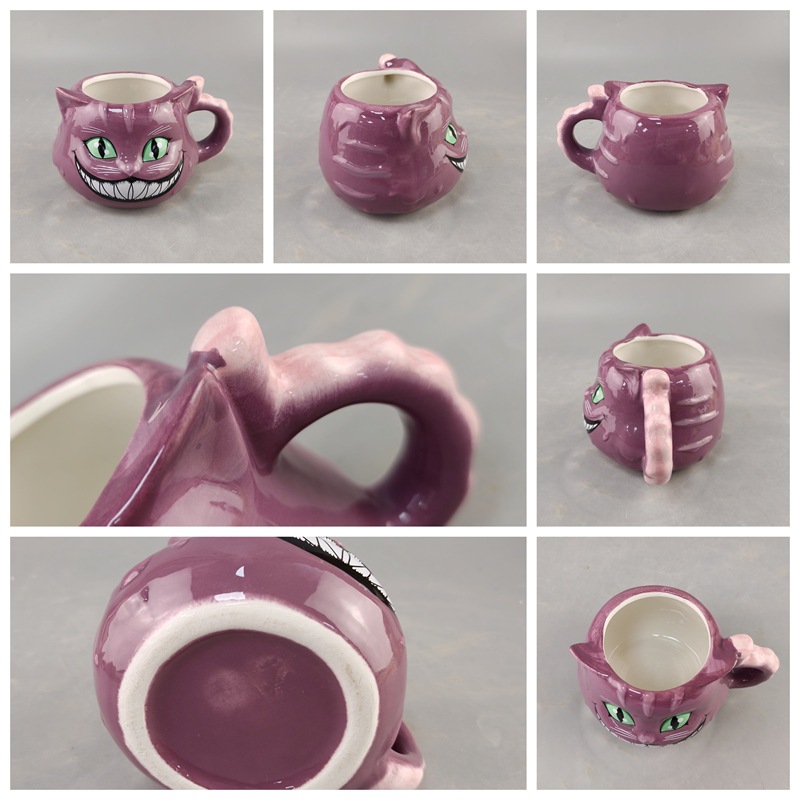 European Style Halloween Purple Cat Ceramic Coffee Mug Embossed_voghion.com