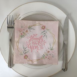 Wedding Theme Colorful Napkin 33cm Pure Wood Pulp Pink Fresh Hotel Wedding Banquet Decorative Printed Napkin