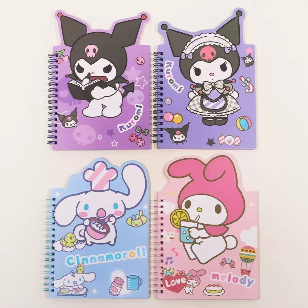 Cuaderno Espiral con Diseño de Familia de Mascotas, Forma Irregular A5, Kurolo, Bloc de Notas para Estudiantes, Diario, Planificador, Páginas Interiores Coloridas