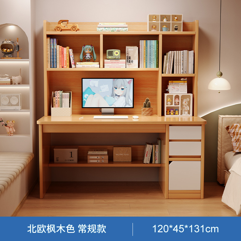 Escritorio y estantería integrados, mesa con librero, combinación para dormitorio, mesa de estudio para estudiantes, escritorio para escribir, escritorio para computadora de hogar.