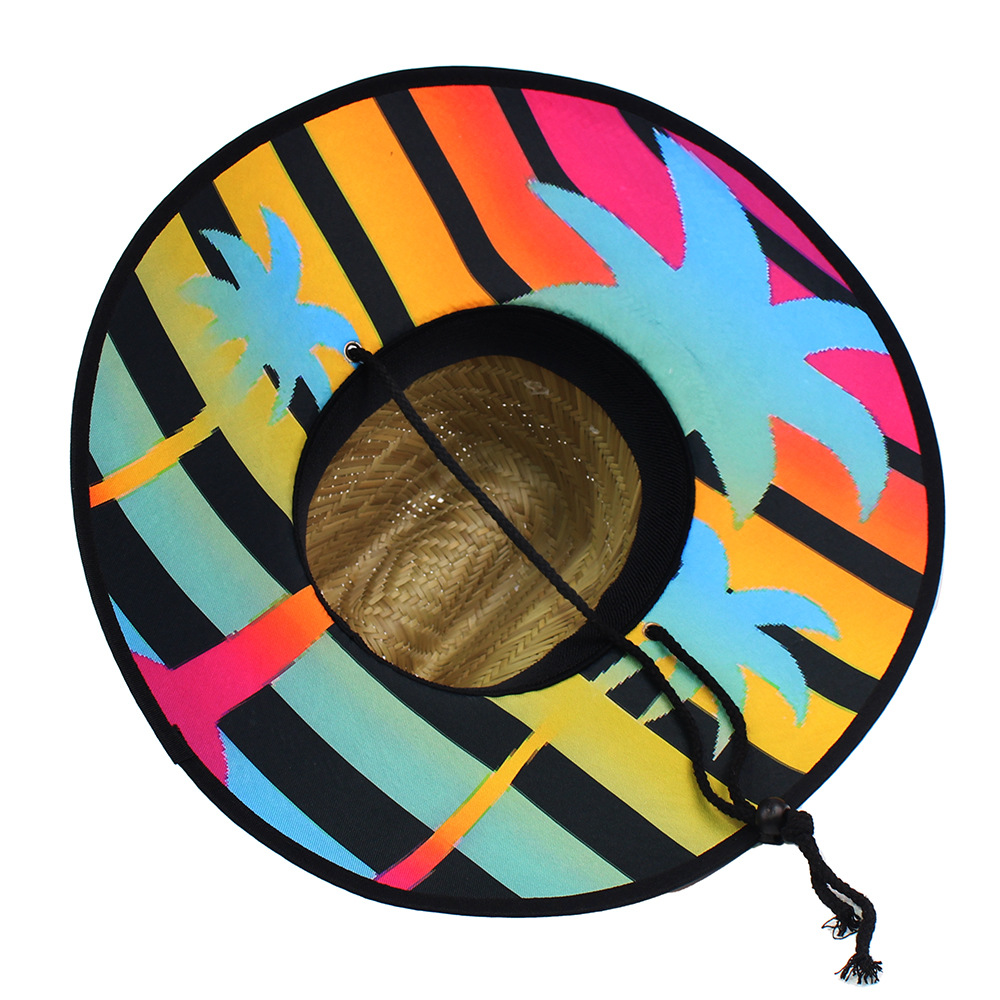 Sombrero de paja para hombre estilo playa, diseño salvavidas, moda verano 2024