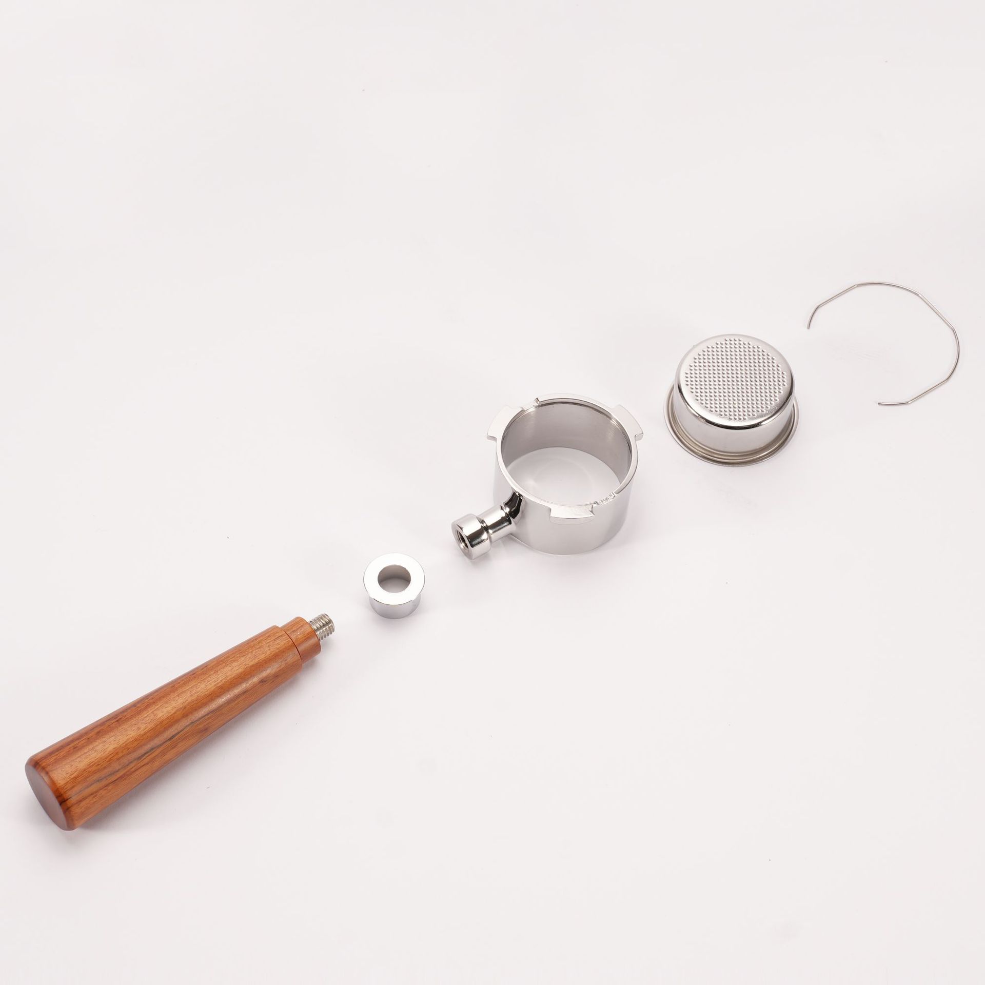 Mango de 51mm adecuado para la máquina de café DeLong de tres orejas mango de madera maciza sin fondo 304 accesorios de extracción de café de acero inoxidable