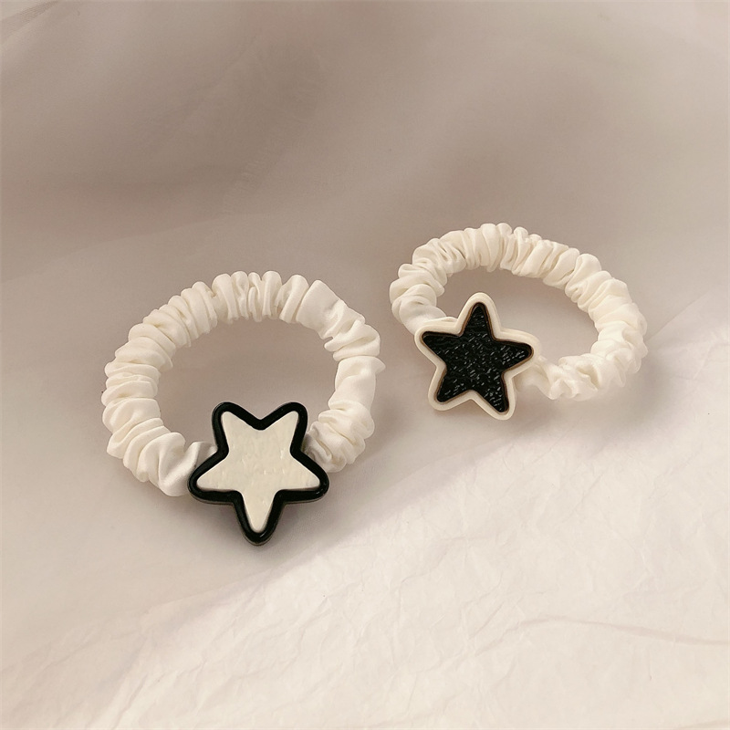 Dulce cool chica estrella intestino delgado cabello anillo de cabeza cuerda de banda de goma de alta elasticidad adornos de cabello de cabello de pentacolas cuerda de caballo