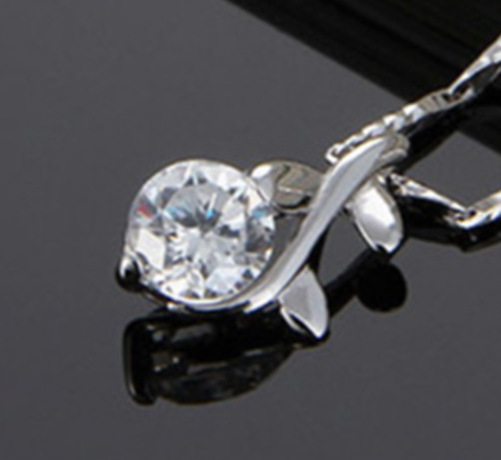 싱글 지르코늄 리프 화이트 다이아몬드(체인 제외)