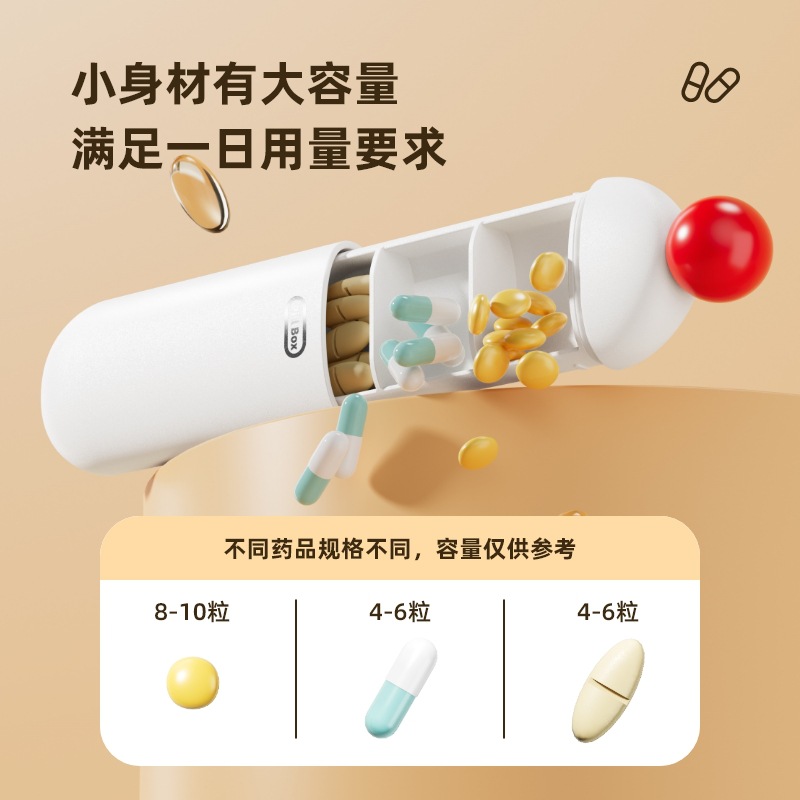 La nueva caja de medicamentos sellada, la caja de subempaque de medicamentos de estilo simple portátil, tres veces al día, la caja de pastillas portátil, pequeña