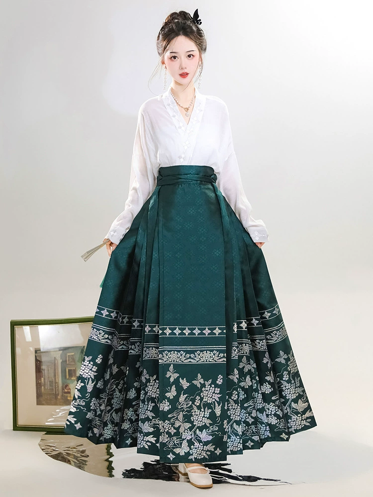 Skirt, genuine set, red Hanfu