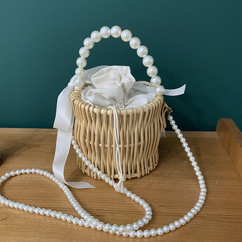 225g Weight Beading, Weave Fashion Element String Closure Type Single Shoulder Strap Strap Type Crossbody Bag Bags Type Holiday, Travel Occasion Straw Material Solid Color Pattern Spring&Summer Season Women's Gender Vacation, Beach Style Small Size Women's Small Straw Solid Color Vacation Beach Beading Weave String Crossbody Bag 7