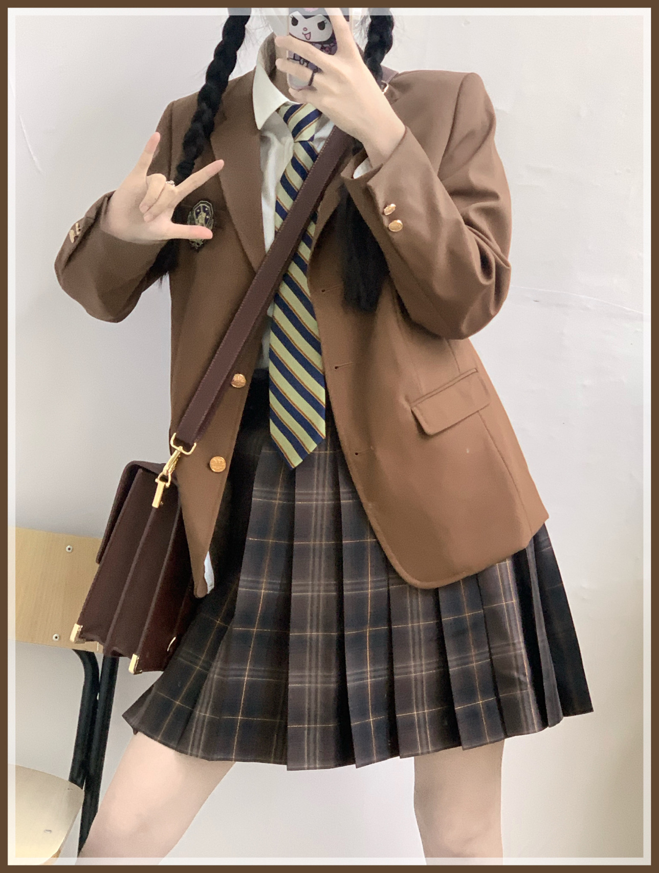 智贝主图_1圣の卡特茶西JK西装外套茶色徽章西服日系学生学