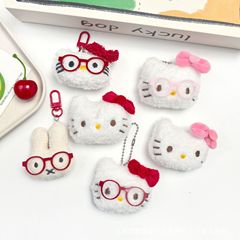 新款眼镜kt猫小挂件情侣包包钥匙扣兔子毛绒玩具helloKitty小挂件