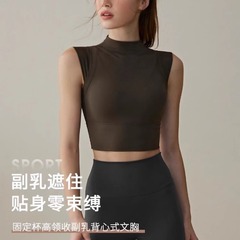 固定杯瑜伽文胸女2024新款美背收副乳運動內衣美拉德訓練健身背心