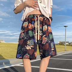ビーチパンツ男性夏のファッションブランドのカジュアルパンツの花のショートパンツはゆったりしています。