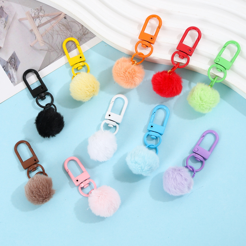 Candy-Colored Cute Plush Ball Pendant Keychain U-Shaped Rotating Figure-Eight Door Buckle Pendant Jewelry Wholesale Candy-Colored Cute Plush Ball Pendant Keychain U-Shaped Rotating Figure-Eight Door Buckle Pendant Jewelry Wholesale