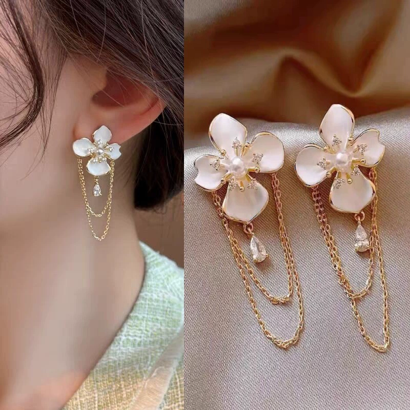 Серьги асимметричные с кисточкой, 925 серебро, игла, корейский стиль элегантный минимализм
