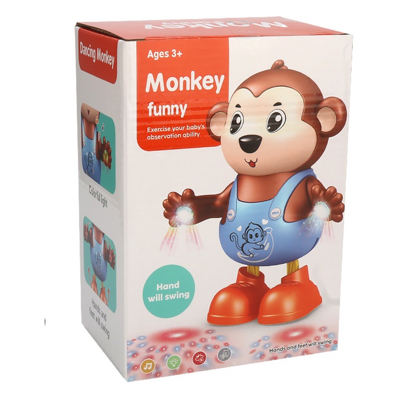 Tiktok mismo canto eléctrico bailando pequeño mono música luz columpio alrededor lindo animal muñeca eléctrica