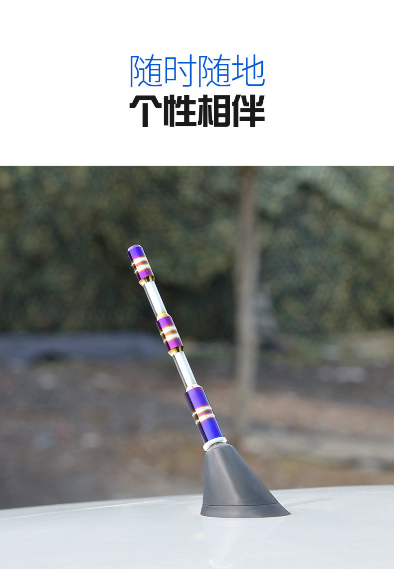 Car aluminum alloy short antenna roof universal installation baked blue antenna wholesale car radio antenna decoration