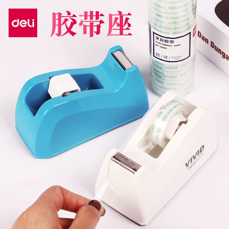 Deli 814A Macaron Color Double ленточный держатель Настольная ленточная стойка цветной офисной упаковкой ленты резак