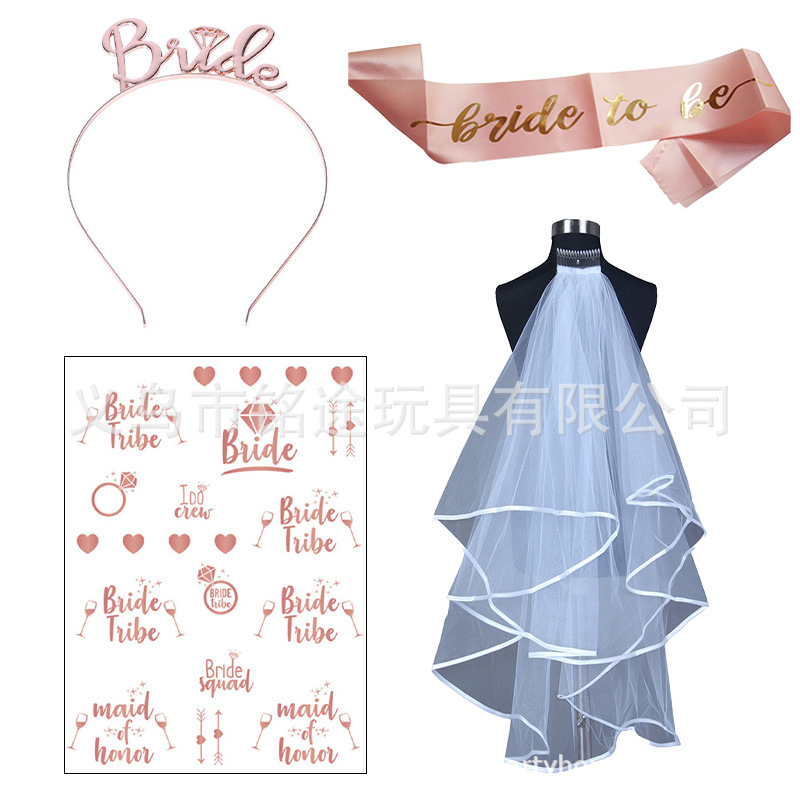 Conjunto de 4 piezas de 21heset469A velo correa de hombro pegatinas de corona