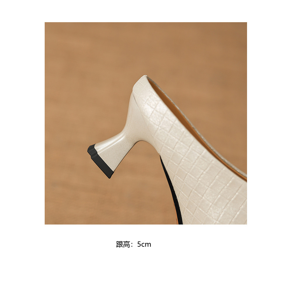 Sandal nữ bít mũi gót thô 5 cm, da bò đơn giản mùa xuân hè — đen chi tiết 19
