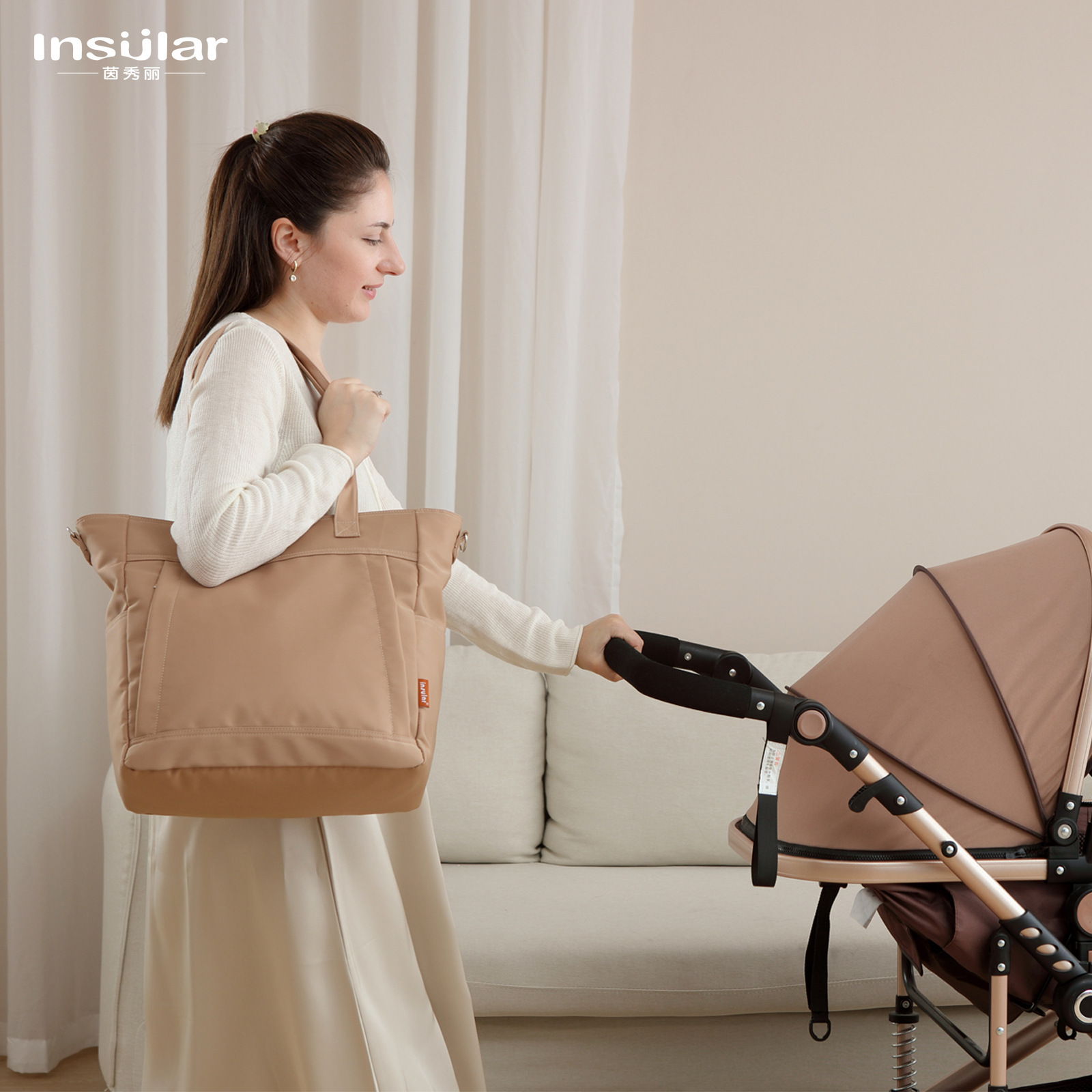 Yinxiuli Waterproof Large Capacity One-shoulder Crossbody Mummy Bag Multifunctional Mommy and Baby Outing Bag Tote Bag Cross-border