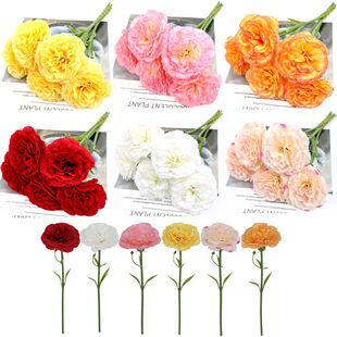 Single Carnation Artificial Flower Silk Flower High-End Wedding Desktop Decoration Ornaments Landscaping Photography Props Wholesale