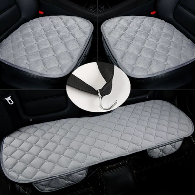 Seat cushion, seat cover — set manufacturers wholesale generation - diamond-plush-elegant-gray-three-piece-set-with-pockets-and-hooks