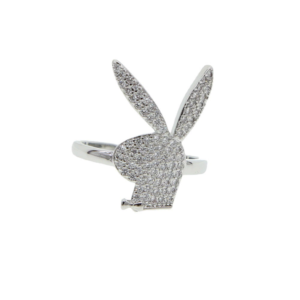 Кролик клип-уши серьги, нержавеющая сталь, кристалл из rhinestone, панк-хип-хоп стиль, без прокола