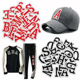 玖邵电脑绣花标英文字母刺绣布贴校服装饰刺绣贴花服装辅料补丁贴