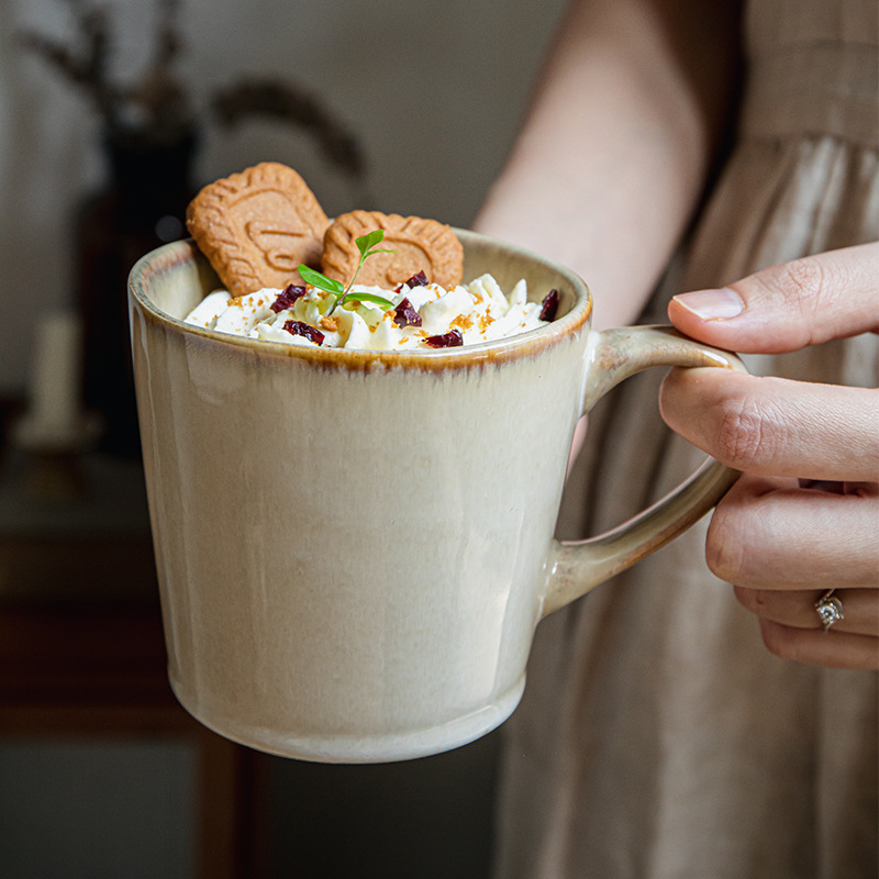 Nicho simple horno taza de cerámica doméstica taza de té nostálgica vintage taza de café americana taza de café mayorista