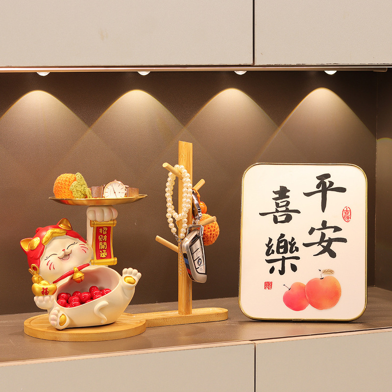 大肚招财猫入户玄关钥匙收纳摆件创意家居客厅鞋柜装饰品乔迁礼物|undefined