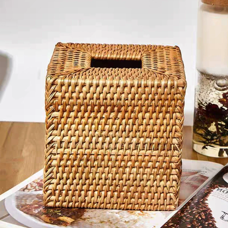 Квадратная трубка для бумажных полотенец, коробка из ротанга ручной работы, рулонный ящик для хранения салфеток, набор, американская коробка для украшения дома
