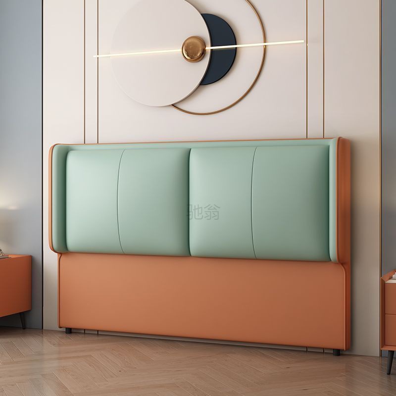 3l2023新款實木床頭板軟包靠背板一體落地科技布簡約超薄床頭單買