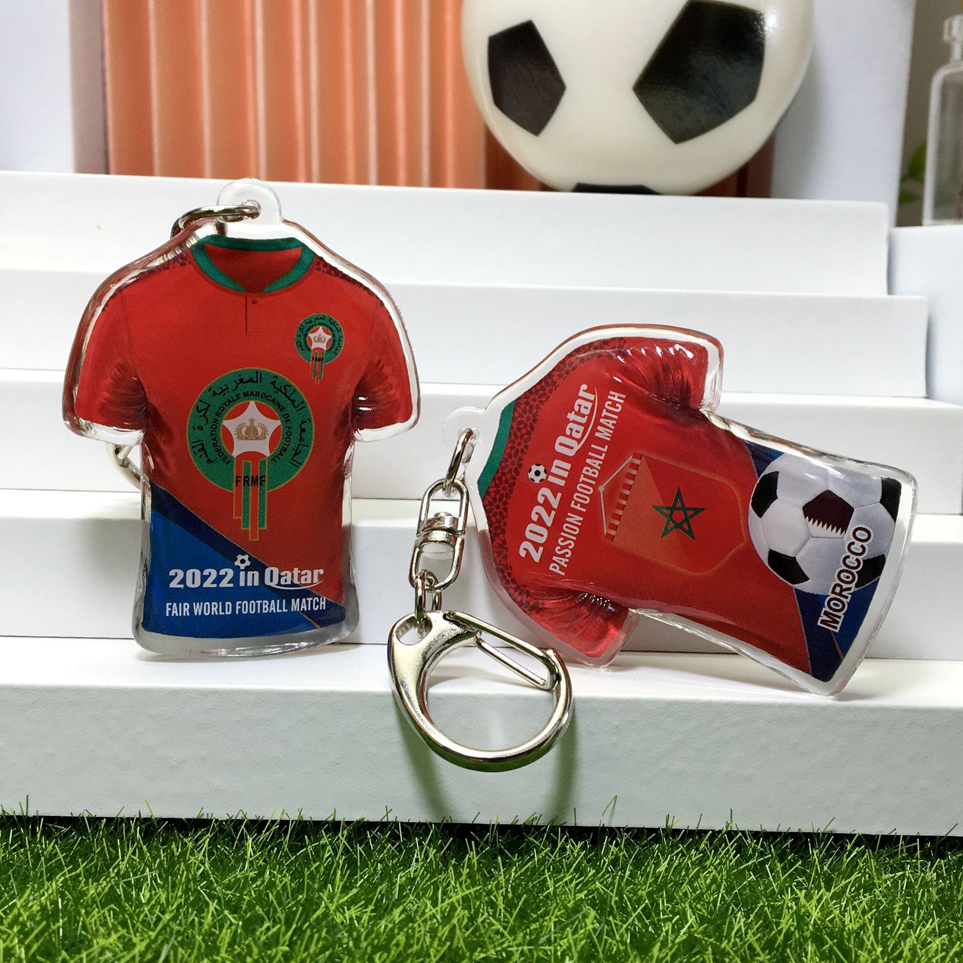 摩洛哥队-队徽+旗帜+足球