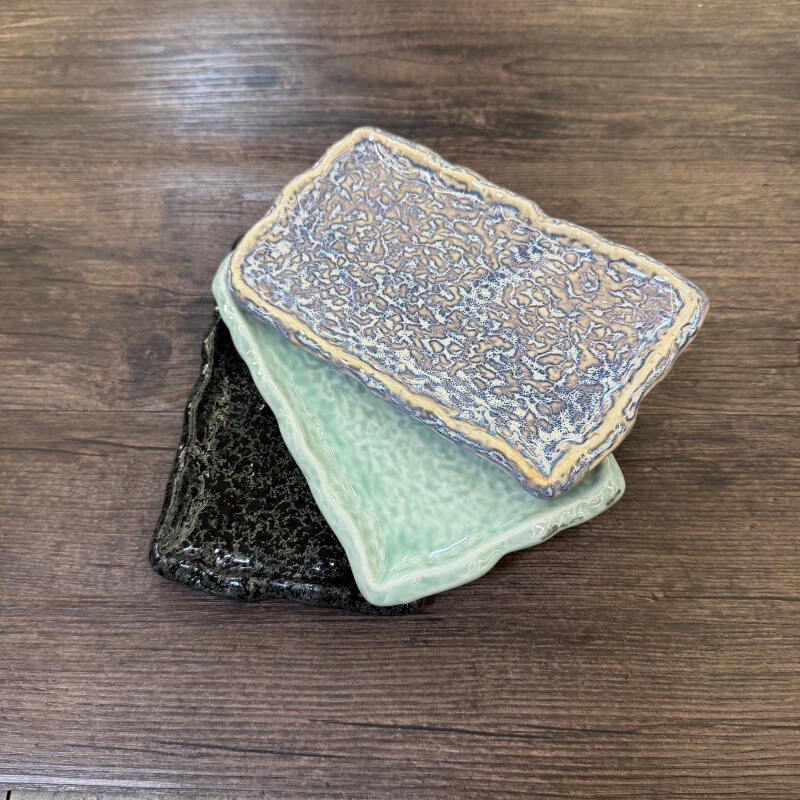 Japanese cuisine ceramic tableware, rectangular sushi and sashimi platter, yakitori skewers, vintage plate, appetizer snack plate, creative design Japanese cuisine ceramic tableware, rectangular sushi and sashimi platter, yakitori skewers, vintage plate, appetizer snack plate, creative design