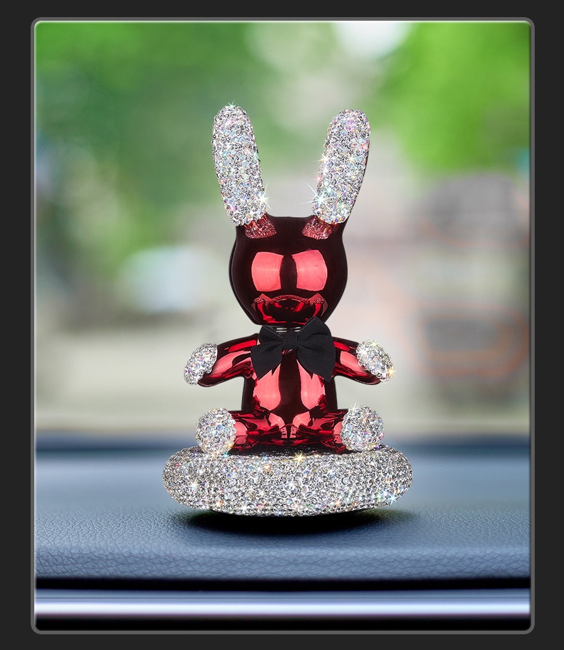Diamond-encrusted car perfume seat car accessories high-end car aromatherapy diamond-encrusted cute rabbit car decoration center console