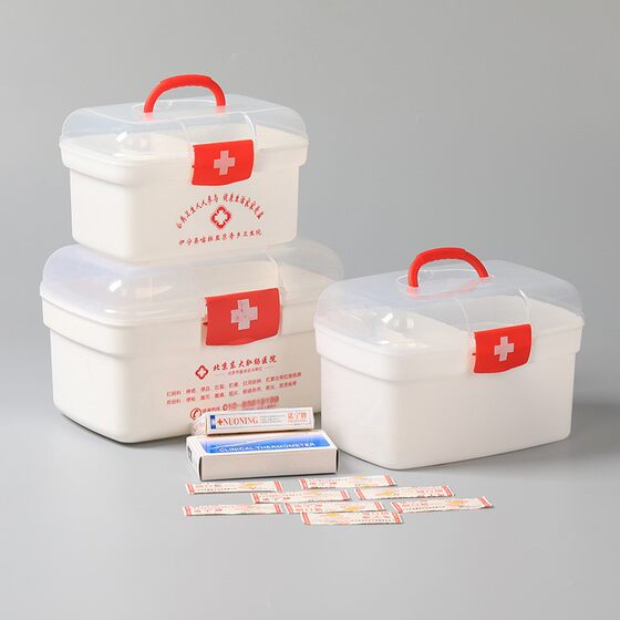 Health center medicine box pharmacy poverty alleviation medical box household portable plastic storage box logo home medicine box wholesale