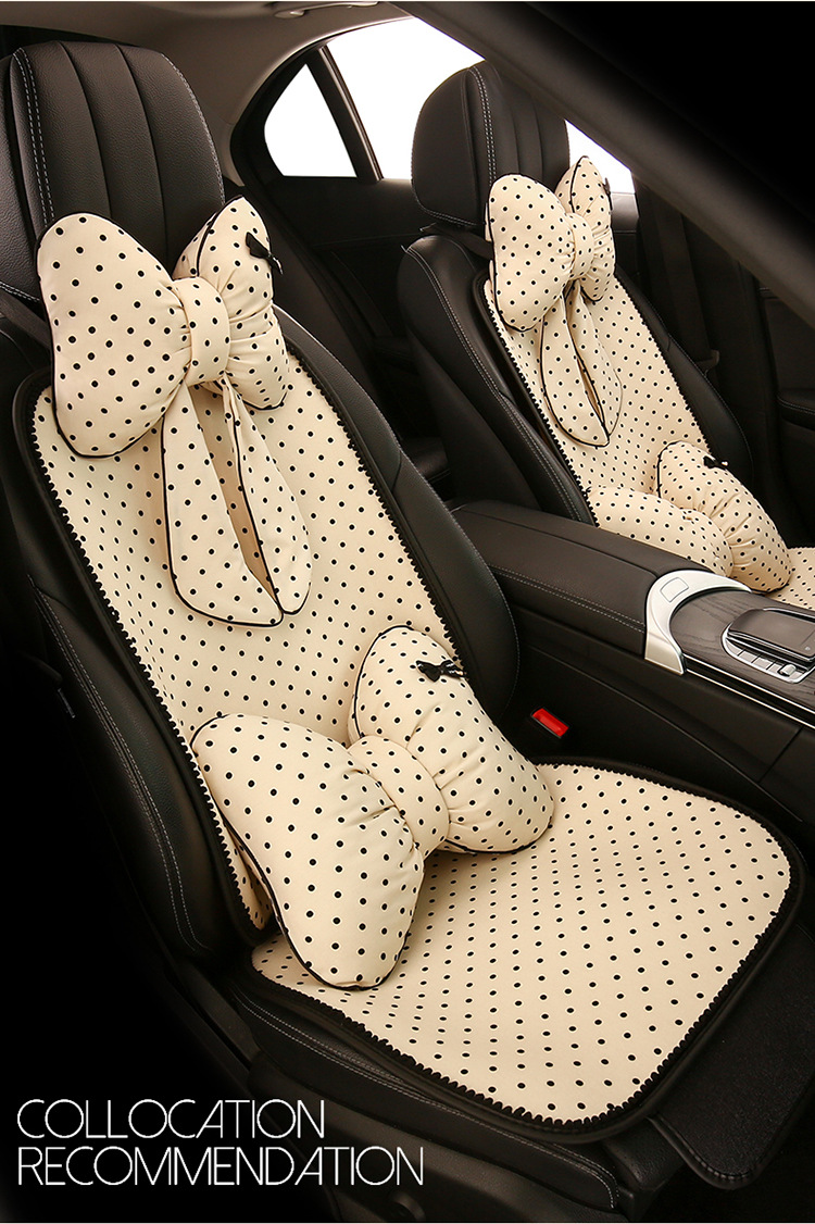 Car Seat Cushion Four Seasons Universal Cute Polka Dot Backrest Seat Cover