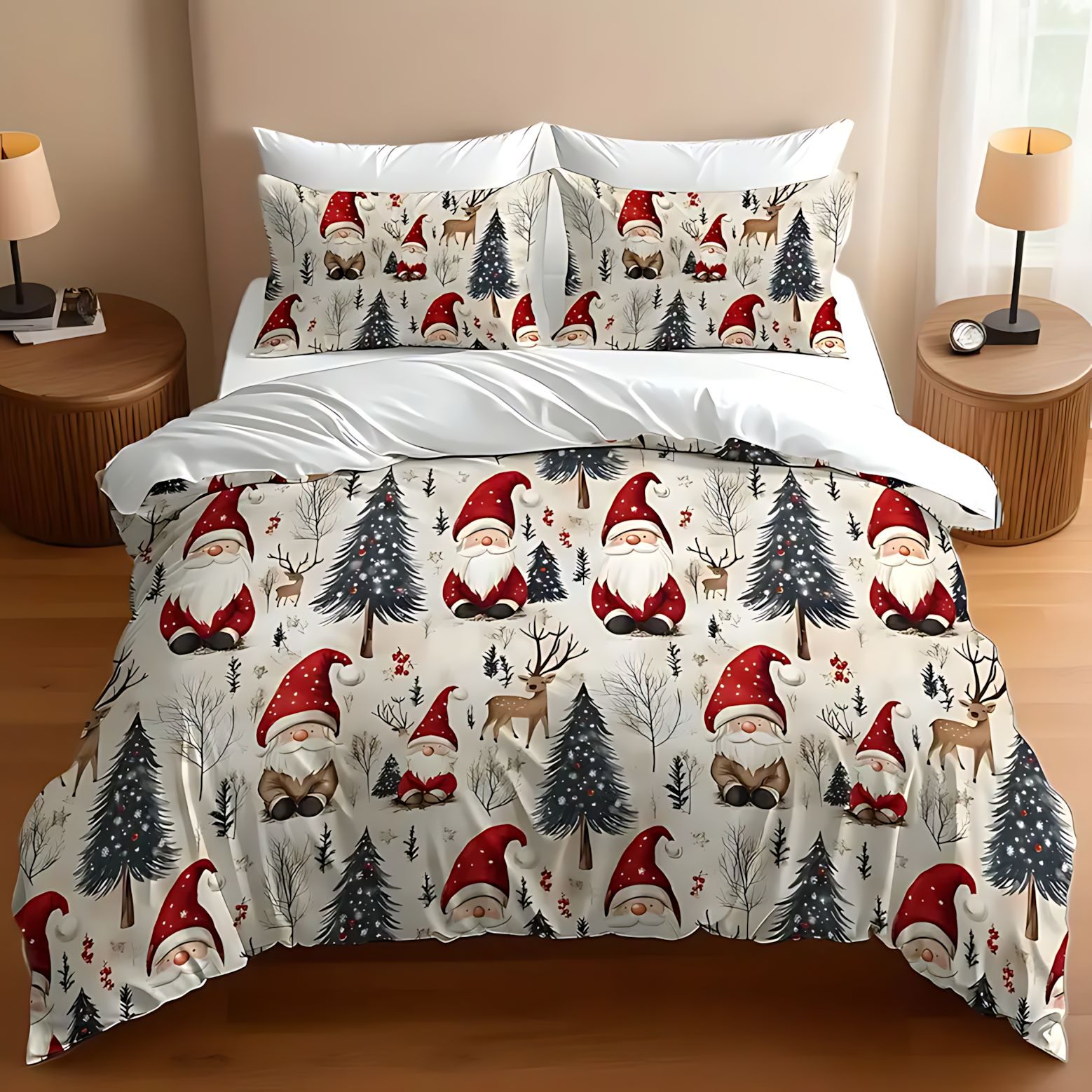 TEMU / JIT Amazon Cross-Border Christmas Theme HD Digital Printed Frosted Edredon Set Set