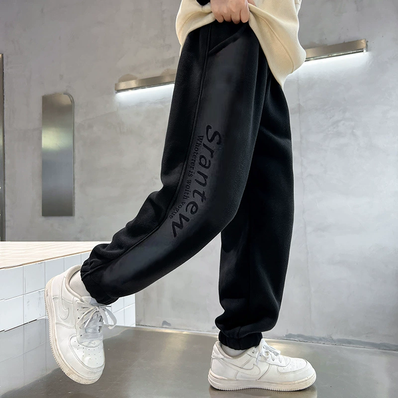 Осенние и зимние спортивные штаны для мальчиков с плюшевыми толстыми брюками