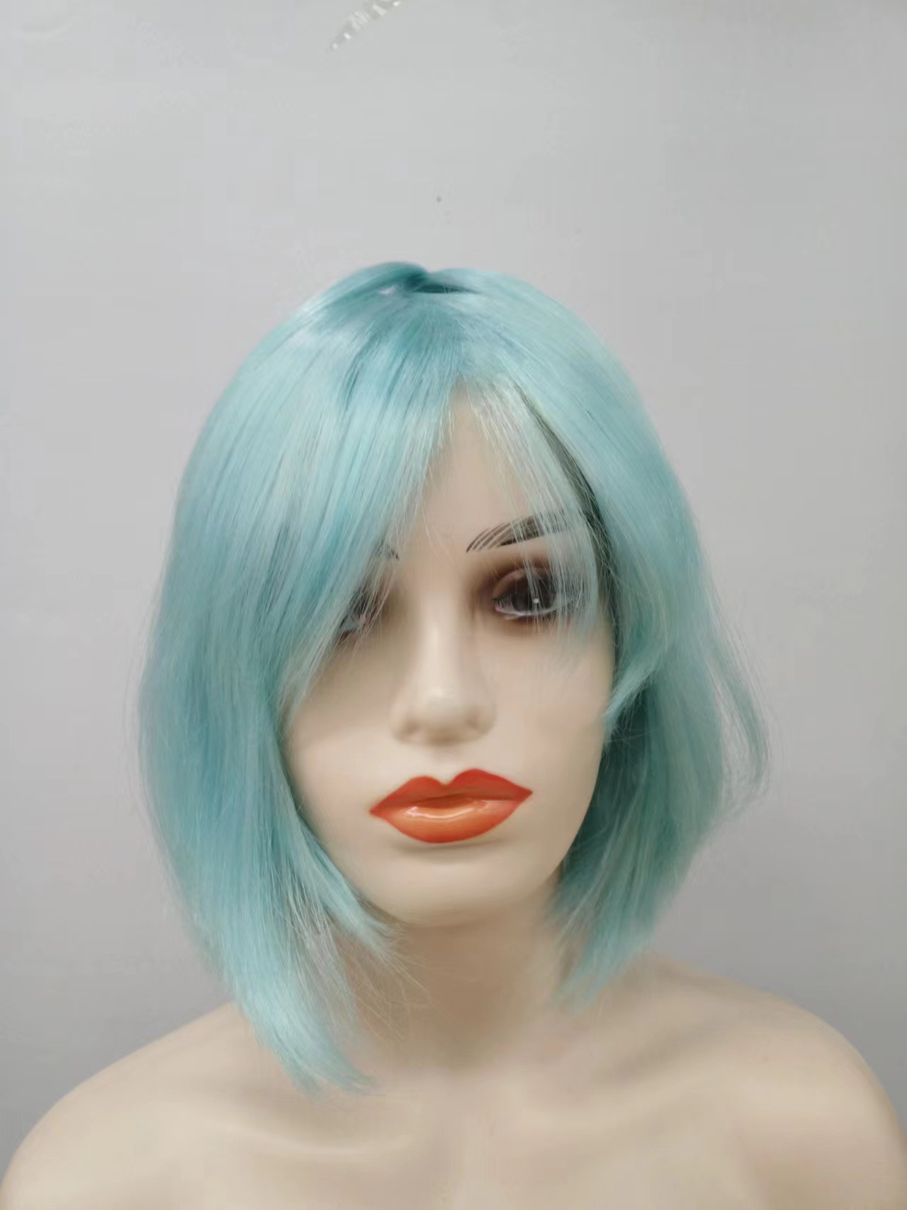 Peruca de fibra química al por mayor de alta temperatura seda corta pelucas gris mecanismo completo