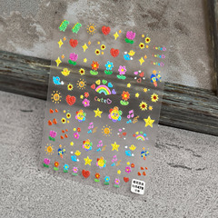 Tomoni Embossed 1478 Cartoon Adhesive Cute Nail Art Stickers, Japanese-Style 5D Nail Decals—Crayon Dinosaur Designs