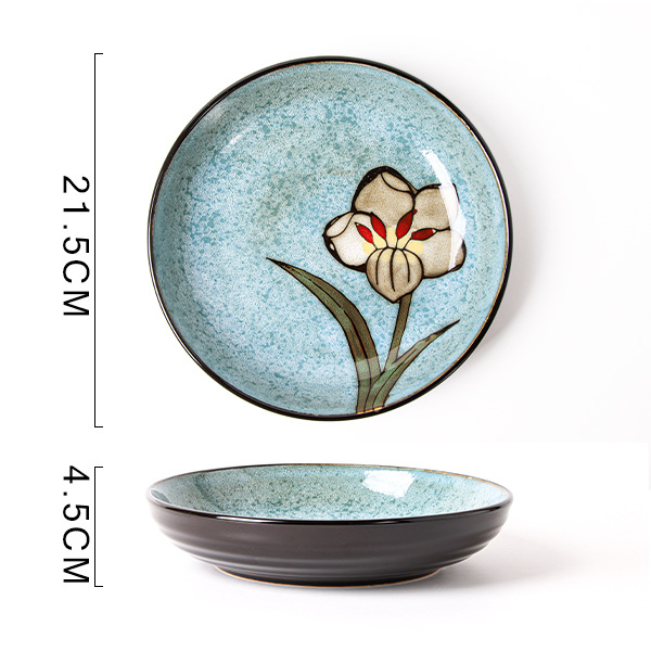 Horno creativo, plato de comida occidental esmaltado, plato de carne, plato de verduras para el hogar, plato de cerámica, plato de pasta de color esmaltado, plato de desayuno al por mayor