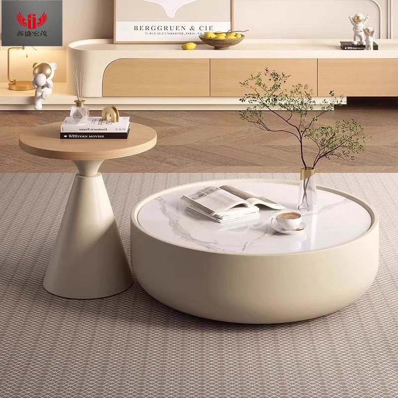 Gabinete de piso de tipo casa grande y pequeño con aire crema de madera sólida tabla de roca mesa de té sala de estar hogar color tronco estirado gabinete de televisión combinación