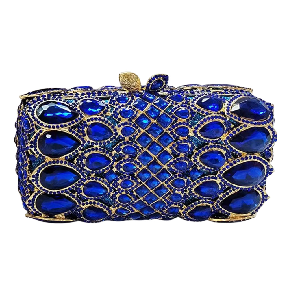 Bolsa de embrague de piedra transfronteriza nueva bolsa de banquete de cristal con diamantes, bolsa de banquete europea y americana hueca con diamantes completos, bolsa de mujer