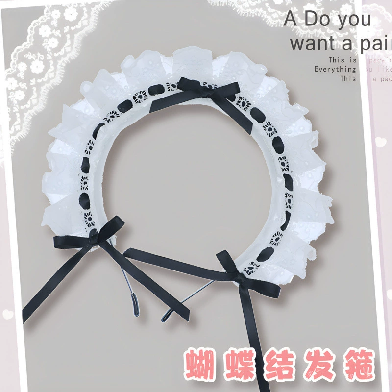 Японский милый Lolita горничная кружевной бант декоративный реквизит головной убор