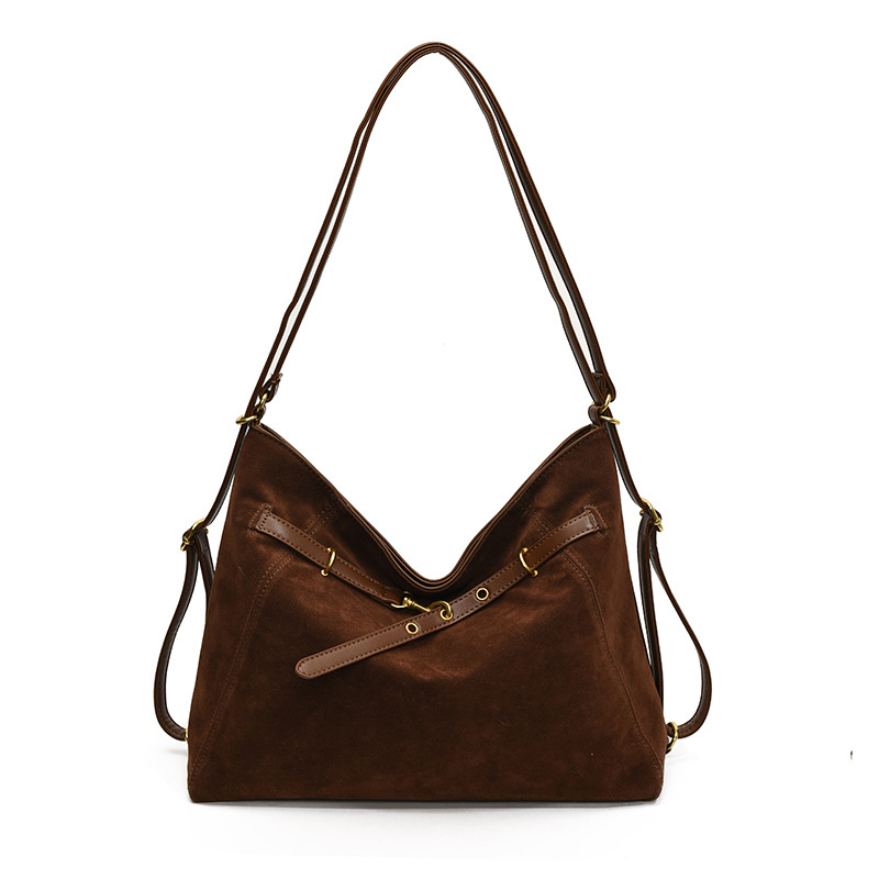 Suede Retro Minimalist Tote Bag - Large Capacity Multifunctional Backpack For Women, Commuting & Campus - Thumbnail 5